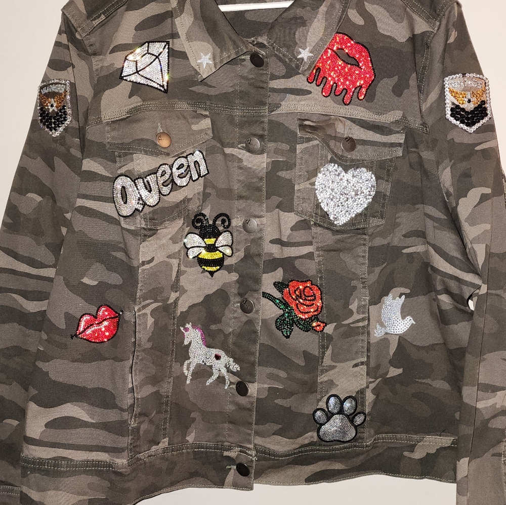 NWT, Lady's Custom Army jean jacket, see photos